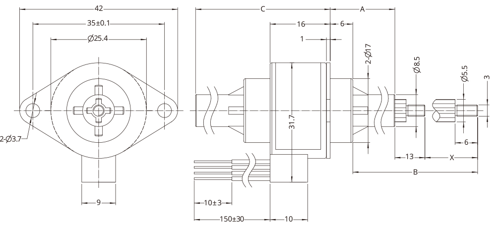 dimensions de l'actionneur captif