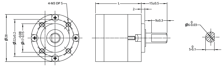 Dessin dimensionnel de la boîte de vitesses planétaire