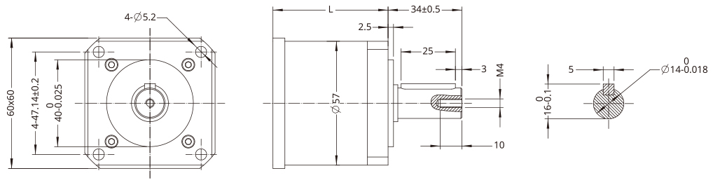 Schéma dimensionnel du réducteur planétaire