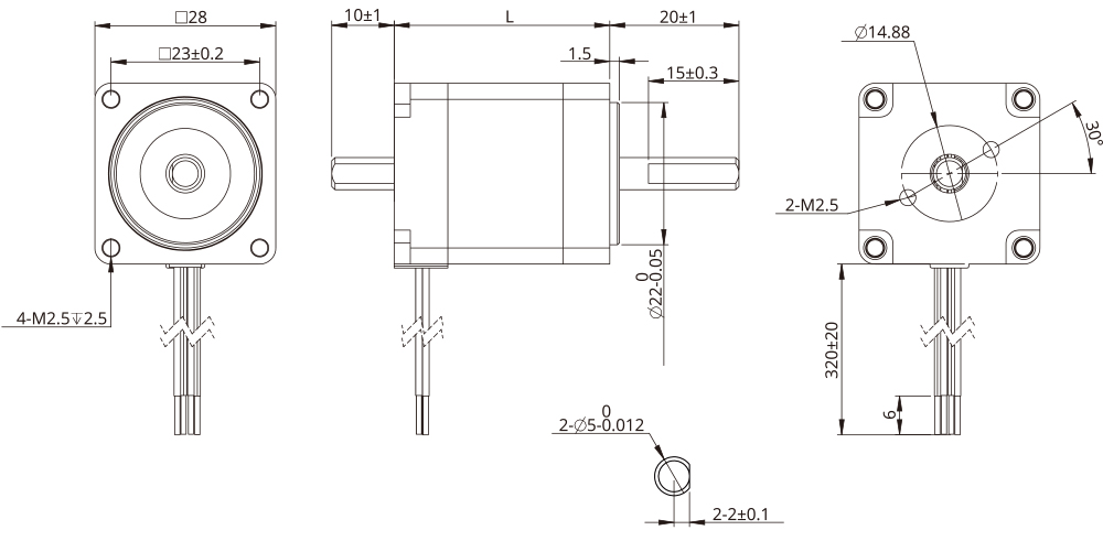 Dessin dimensionnel hybride rotatif taille 11 (28mm)