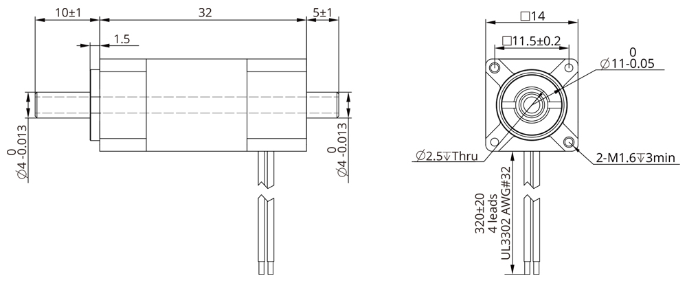 Dessin Dimensionnel Taille 6 (14mm) Arbre Creux