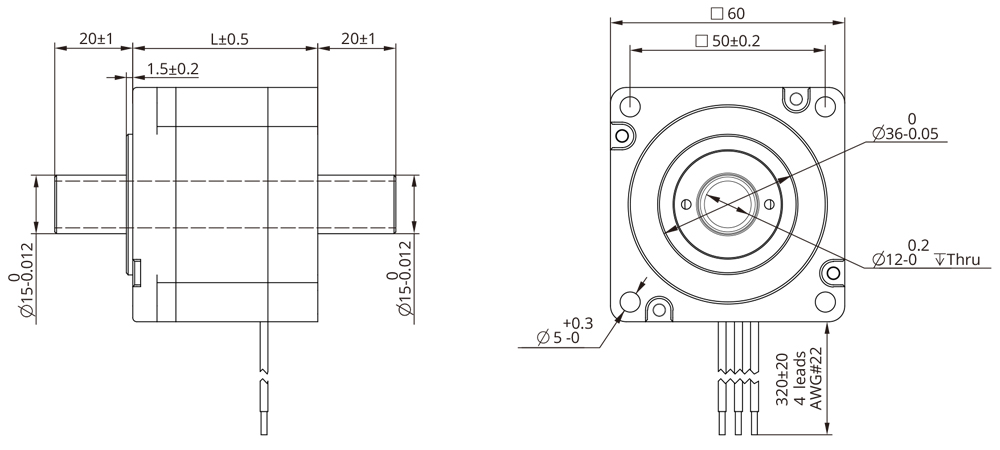 Dessin Dimensionnel Taille 24 (60mm) Arbre Creux