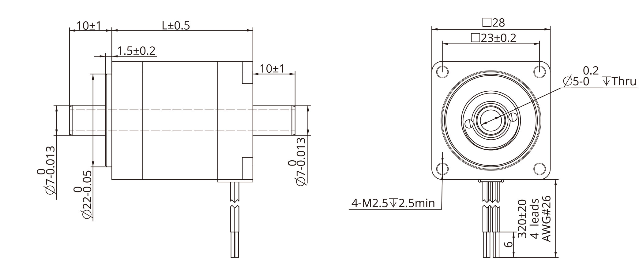 Dessin Dimensionnel Taille 11 (28mm) Arbre Creux