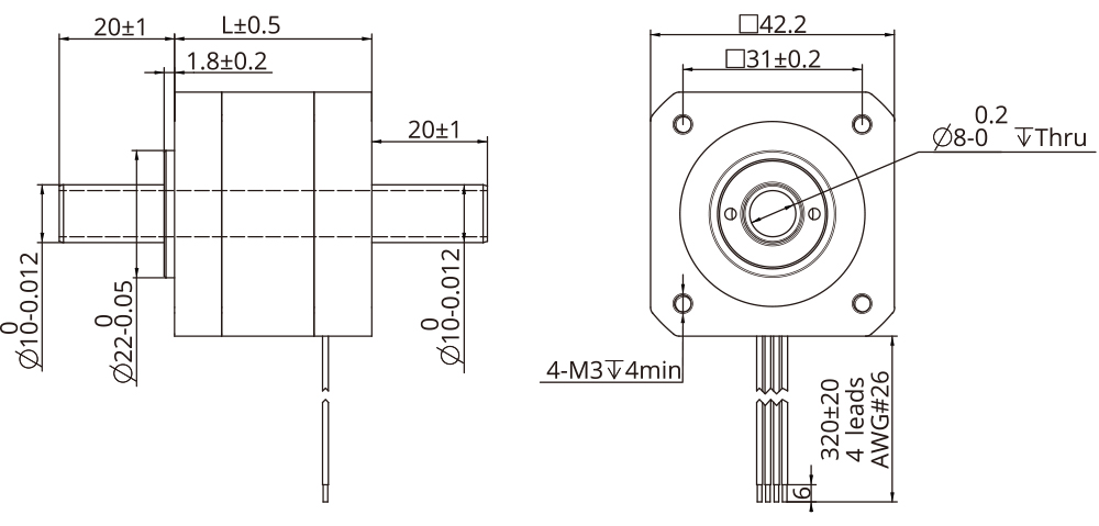 Dessin Dimensionnel Taille 17 (42mm) Arbre Creux