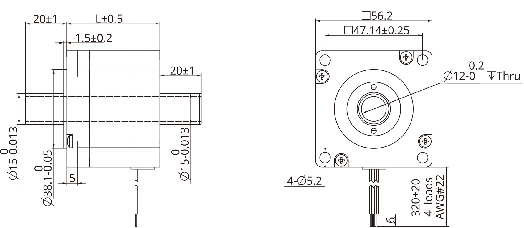 Dessin Dimensionnel Taille 23 (57mm) Arbre Creux