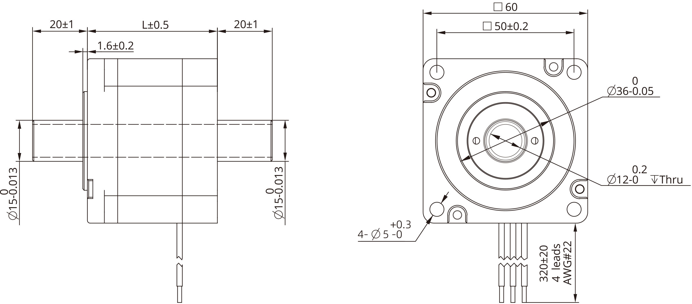 Dessin Dimensionnel Taille 24 (60mm) Arbre Creux