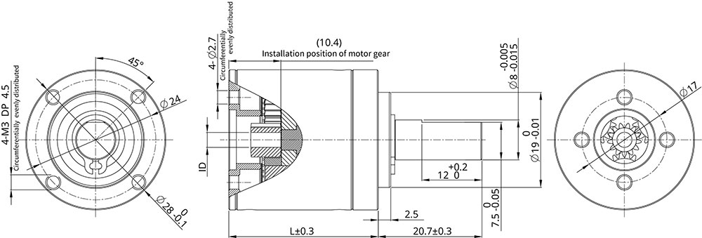 Dimensions du Réducteur Planétaire